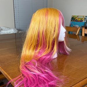 Pink Soft yellow white dirty blonde Long Wig Cosplay Costume
